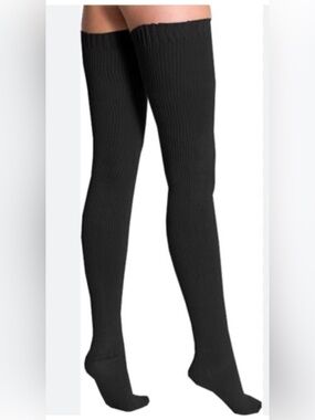AMERICAN APPAREL Black Ribbed Over-the-Knee Socks. like new.  Size 8-10